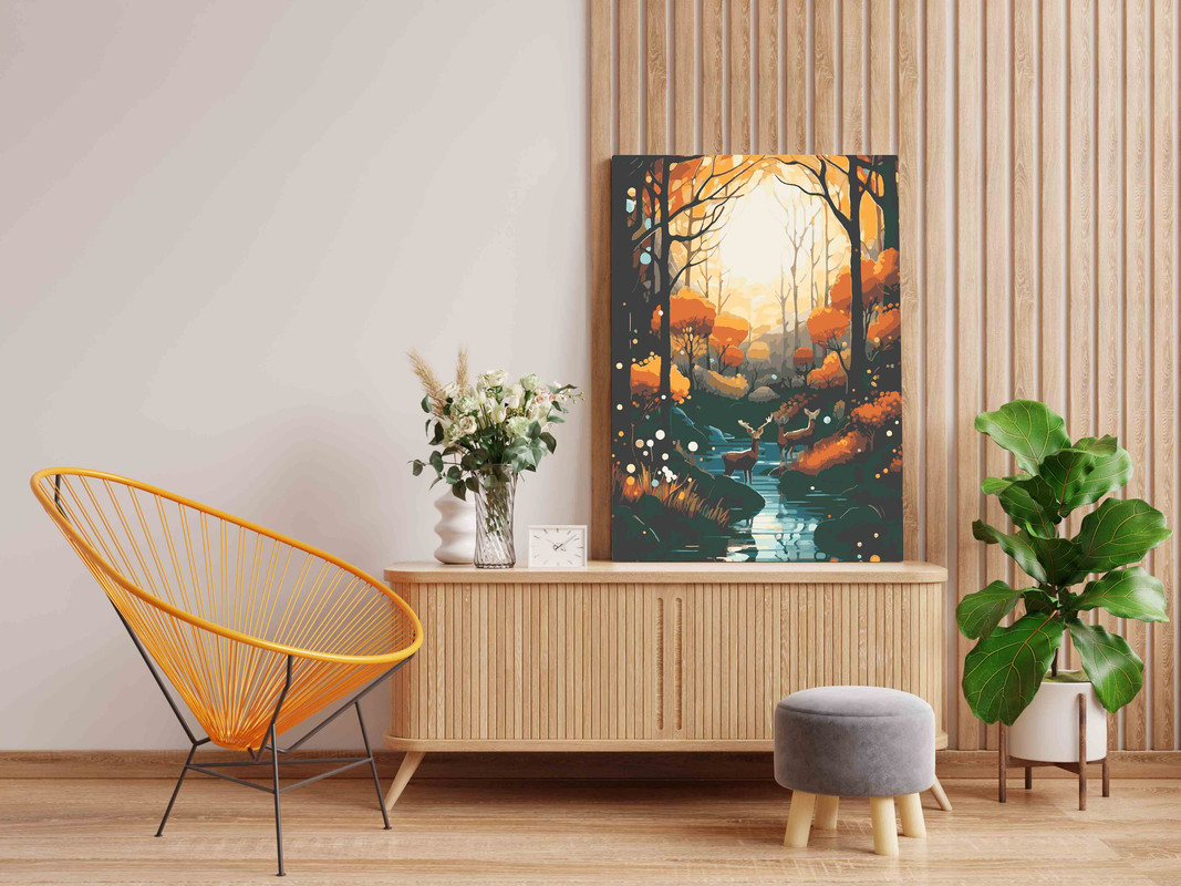 Serene Autumn Deer Landscape - Paint by Number Kit - Image 2