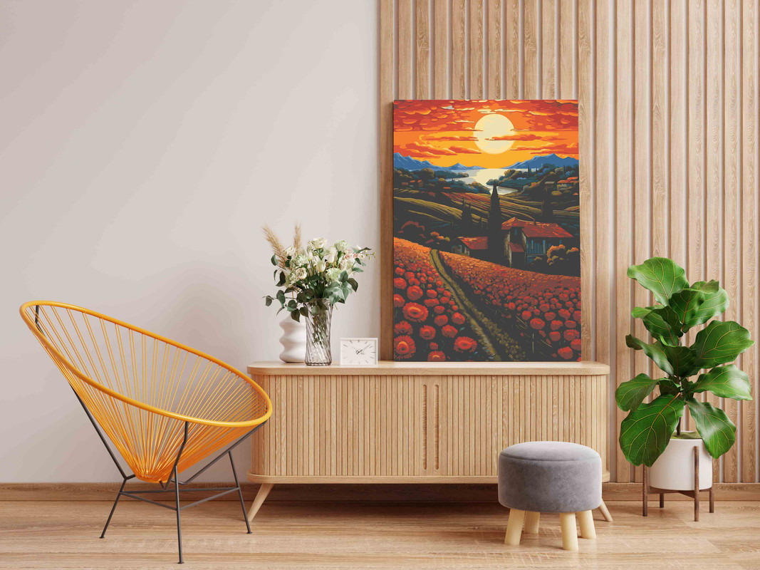 Vibrant Sunset Blossom Landscape Paint by Number Set - Image 2