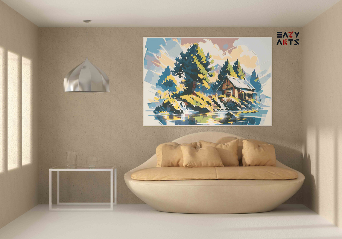 Tranquil Cabin in Nature Paint by Number Kit - Image 2