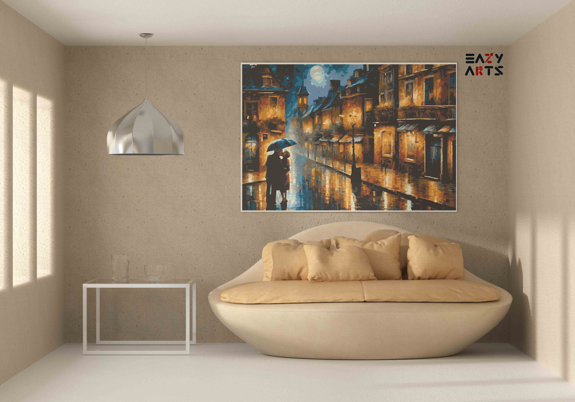 Romantic Evening in the Rain Paint by Number Kit - Image 2