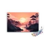 Tranquil Sunset Over Serene Waters Paint by Number Kit