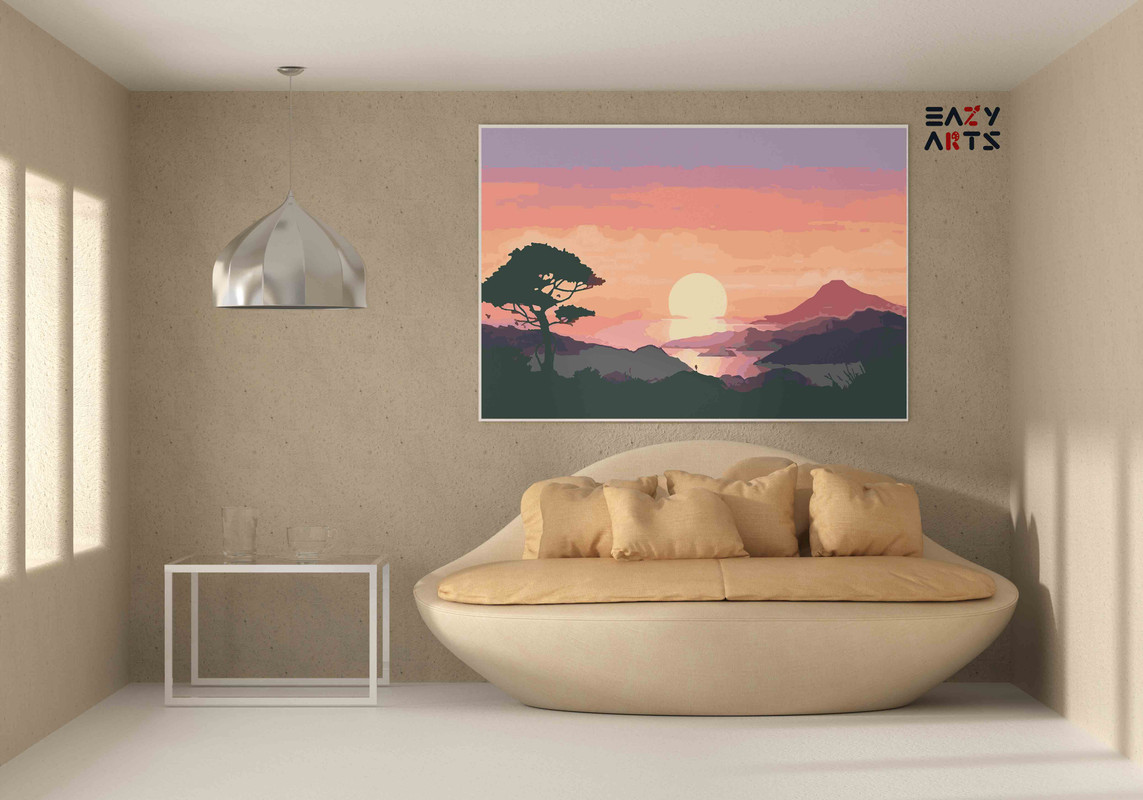 Tranquil Sunset Landscape Paint by Number Kit - Image 2