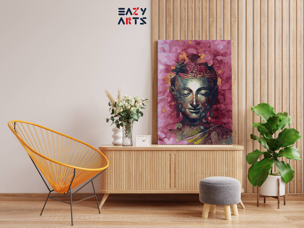 Lord Buddha Pink Paint By Numbers kit - Image 2
