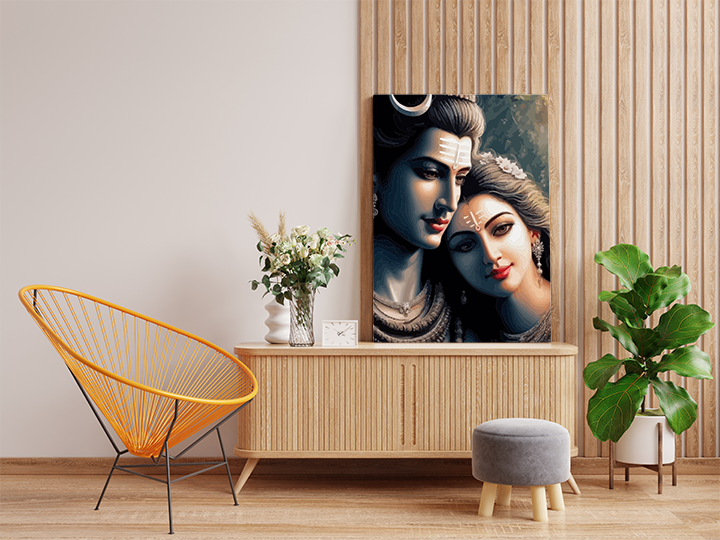 Lord Shiva and Goddess Parvati Paint by Numbers Kit - Image 2