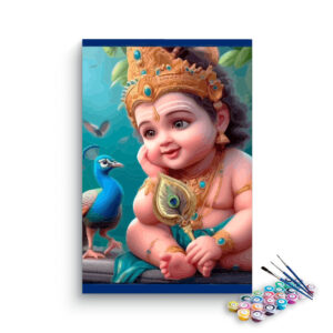 Innocent Joy: Bal Krishna with Peacock Paint by Numbers Kit