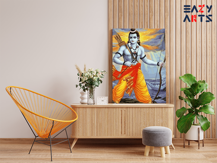 Righteous Warrior: Lord Ram with Bow and Arrow Paint by Numbers Kit - Image 2