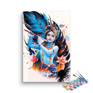 Artistic Bliss: Modern Krishna with Flute Paint by Numbers Kit