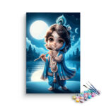 Moonlit Melody: Baby Krishna Playing Flute Paint by Numbers Kit