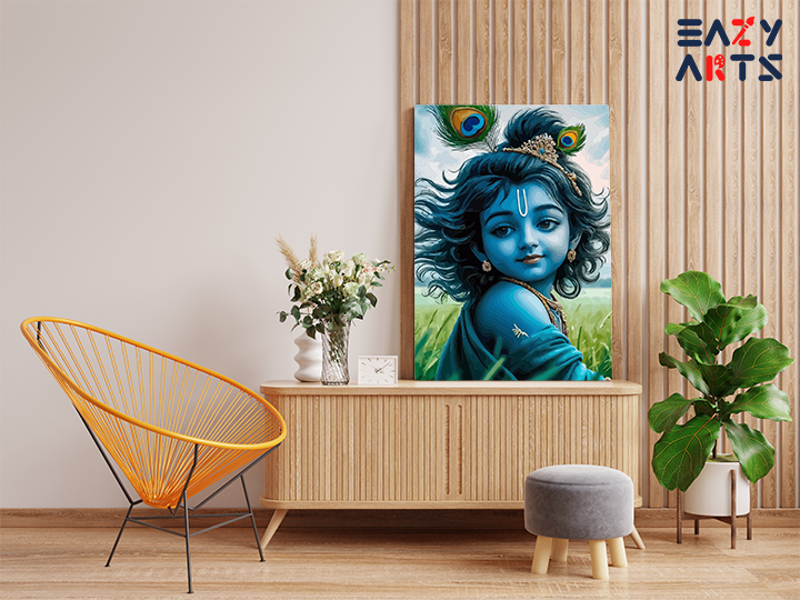 Divine Bliss: Baby Krishna in the Fields Paint by Numbers Kit - Image 2