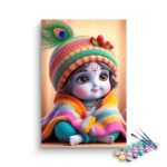 Cuddly Krishna: Baby Krishna in Colorful Blanket Paint by Numbers Kit