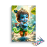 Joyful Melody: Baby Krishna Playing Flute Paint by Numbers Kit
