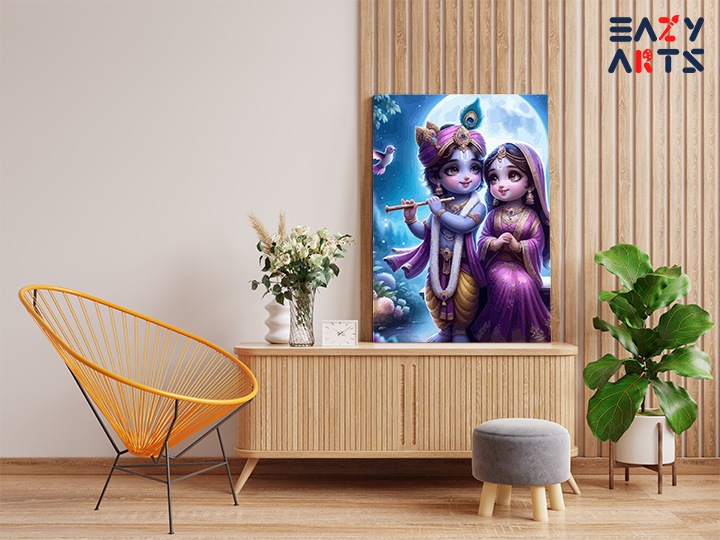 Moonlit: Baby Krishna and Radha Paint by Numbers Kit - Image 2