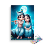 Heavenly Harmony: Baby Krishna and Radha Under the Moon Paint by Numbers Kit