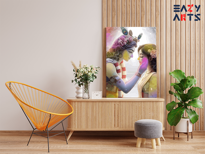 Radha Krishna Eternal Love Holi Paint by Numbers Kit - Image 2