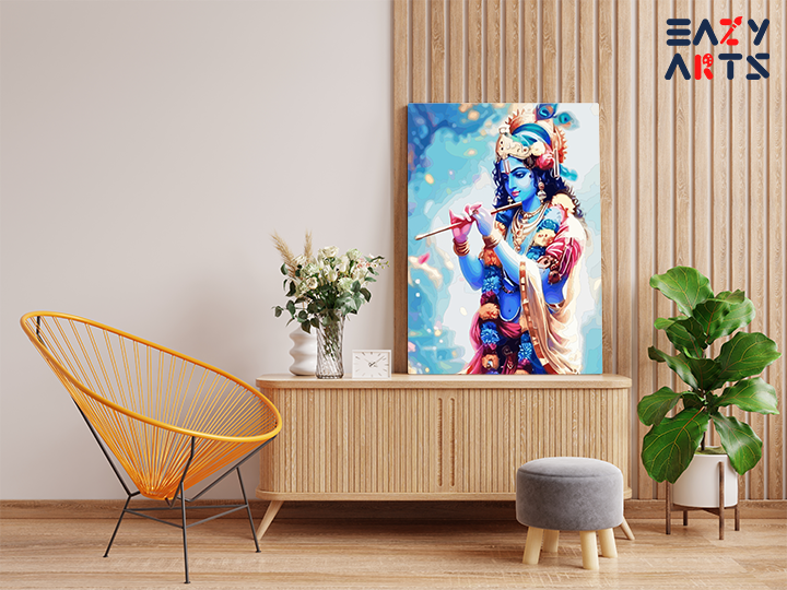 Melodious Bliss: Krishna Playing Flute Paint by Numbers Kit - Image 2