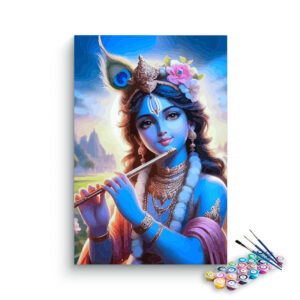 Divine Melody: Krishna Playing the Flute Paint by Numbers Kit