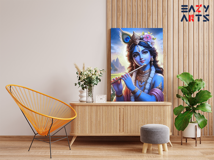 Divine Melody: Krishna Playing the Flute Paint by Numbers Kit - Image 2