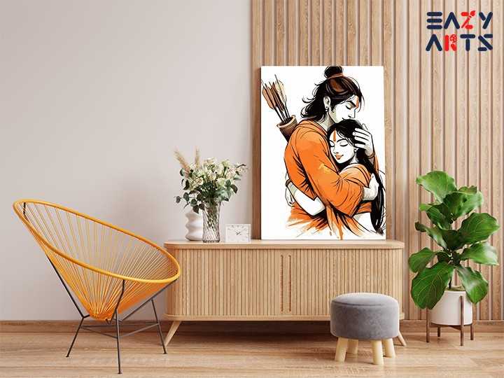 Divine Embrace: Ram and Sita Paint by Numbers Kit - Image 2