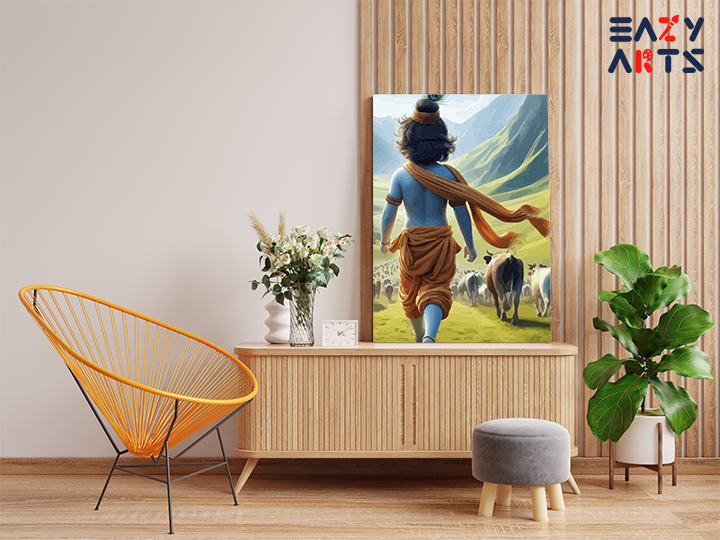 Pastoral Bliss: Krishna Leading the Herd Paint by Numbers Kit - Image 2