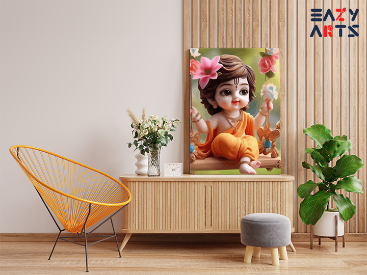 Baby Krishna on Swing Paint by Numbers Kit - Image 2