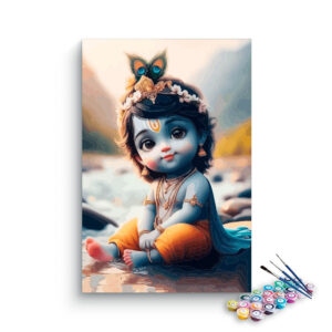 Charming Krishna: Baby Krishna by the River Paint by Numbers Kit