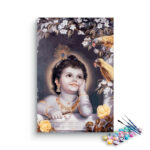 Innocent Wonder: Baby Krishna with Parrots Paint by Numbers Kit