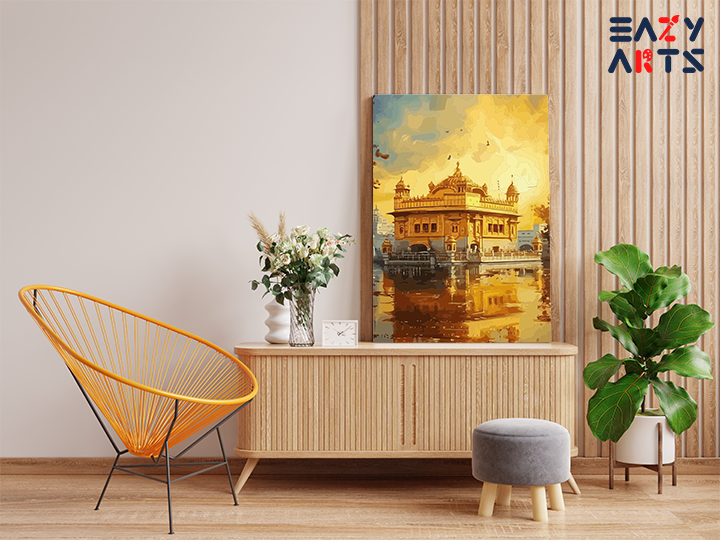 Golden Reflections: Golden Temple Paint by Numbers Kit - Image 2