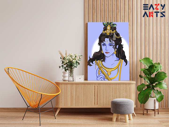 Divine Elegance: Lord Krishna in Serenity Paint by Numbers Kit - Image 2