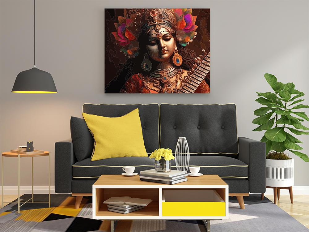 Divine Harmony: Goddess Saraswati Paint by Numbers Kit - Image 2