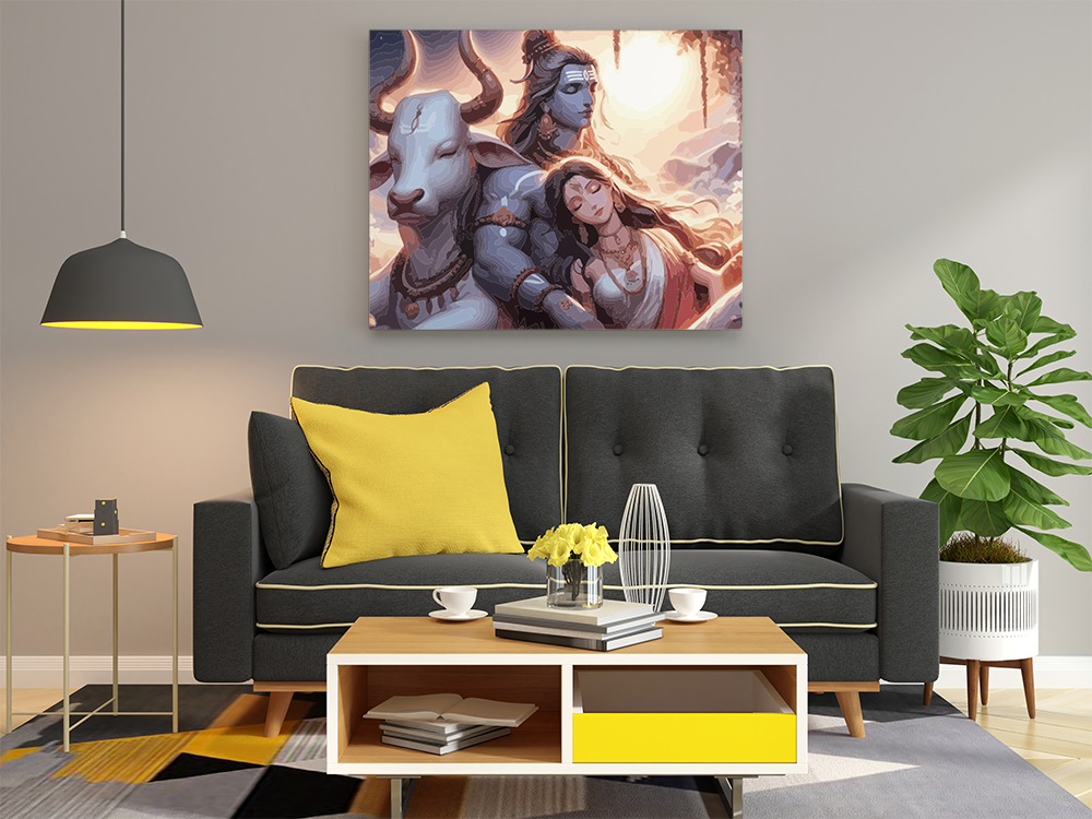 Serenity in Devotion: Shiva and Parvati Paint by Numbers Kit - Image 2