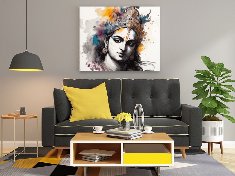 Krishna Monochrome Paint by Numbers Kit - Image 2