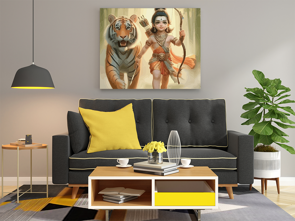 Divine Protector: Little Ram with Tiger Paint by Numbers Kit - Image 2