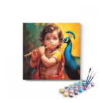 Little Krishna with Flute and Peacock Paint by Numbers Kit