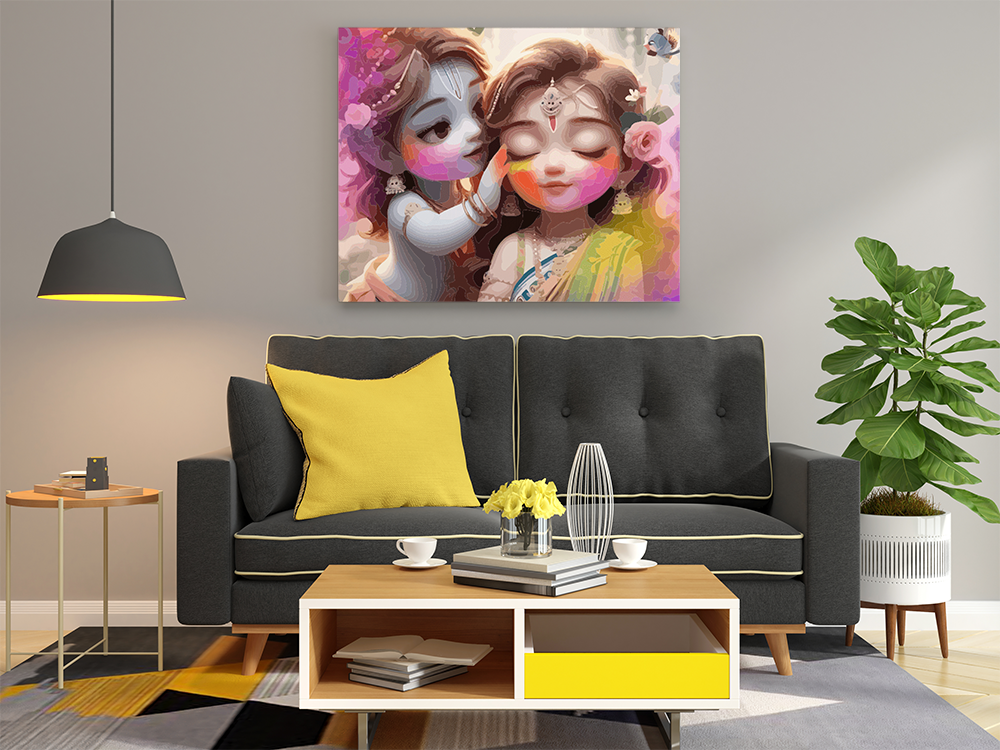 Krishna and Radha's Playful Moments: Holi Celebration Paint by Numbers Kit - Image 2