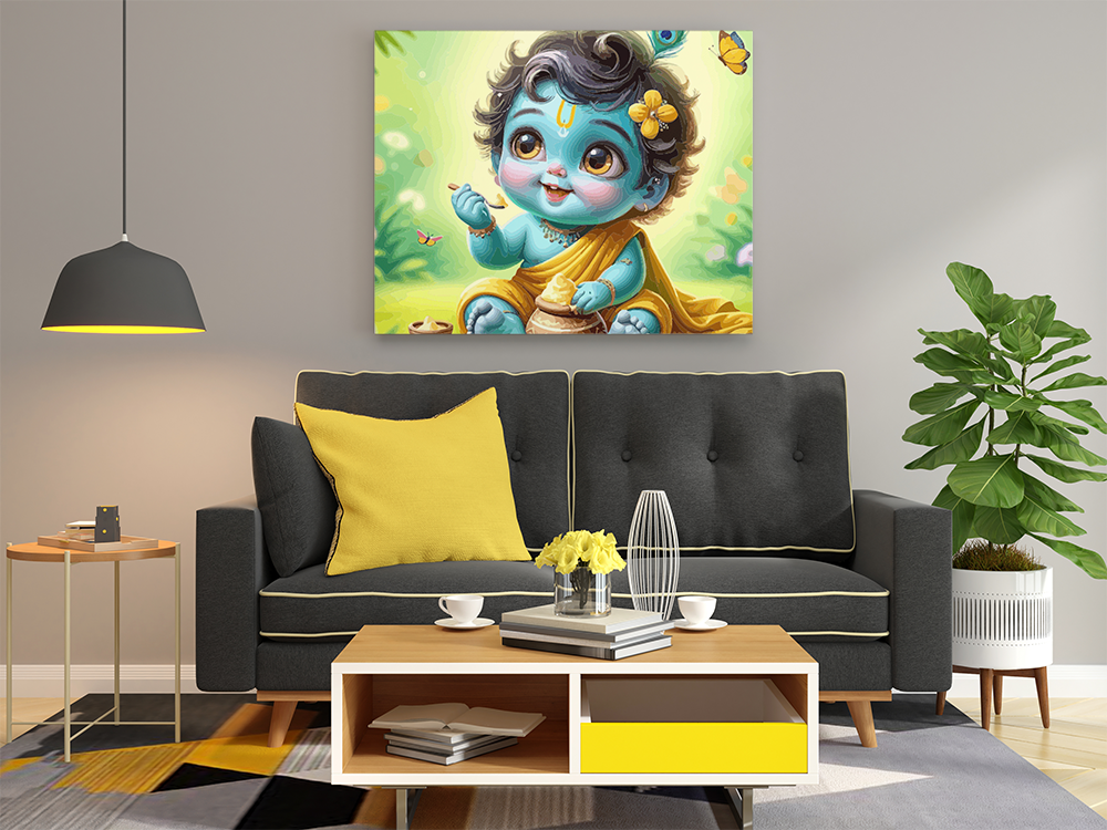 Little Krishna's Butter Delight: Adorable Paint by Numbers Kit - Image 2