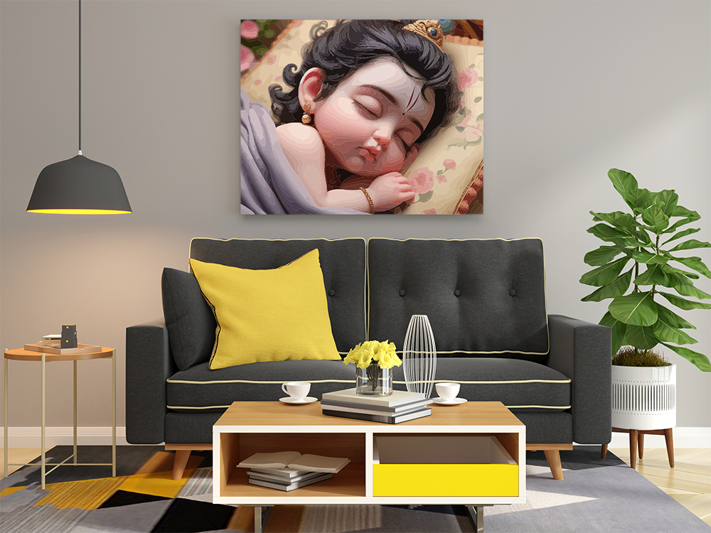 Sleeping Baby Krishna Paint by Numbers Kit - Image 2