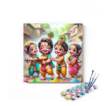 Playful Krishna and Friends Holi Celebration Paint by Numbers Kit