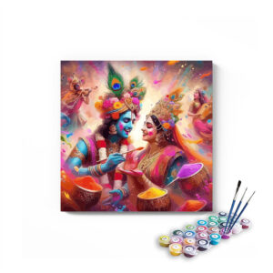Vibrant Holi Celebration: Krishna and Radha Paint by Numbers Kit