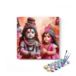 Divine Playfulness: Little Shiva and Parvati Holi Celebration Paint by Numbers Kit