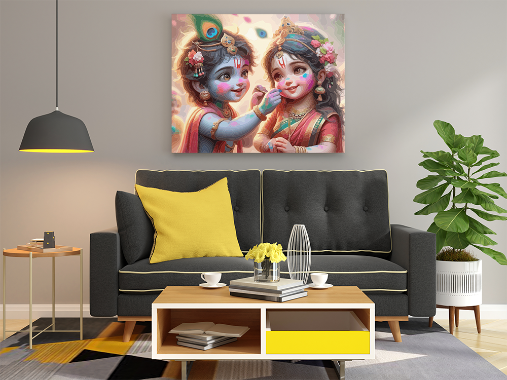 Joyful Krishna & Radha: Holi Celebration Paint by Numbers Kit - Image 2