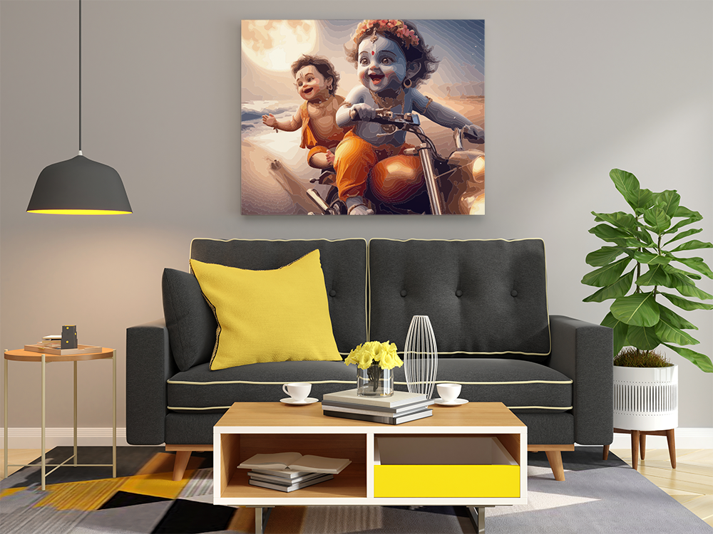 Playful Ride: Krishna and Balaram Paint by Numbers Kit - Image 2