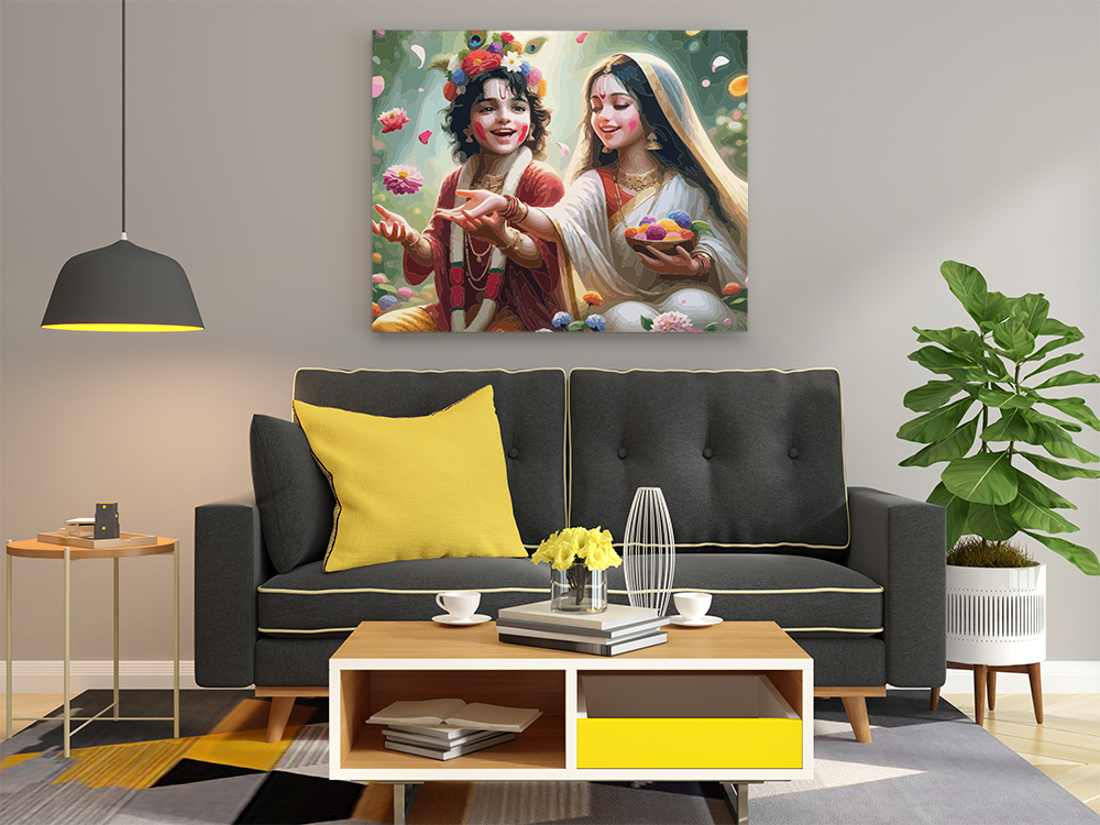 Divine Joy: Krishna and Radha Celebrating Together Paint by Numbers Kit - Image 2