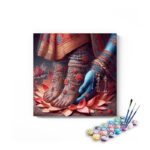 Divine Reverence: Krishna's Devotion to Radha's Feet - Paint by Numbers Kit