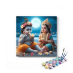 Moonlit Feast: Krishna and Radha's Sweet Delight - Paint by Numbers Kit