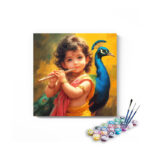 Divine Melody: Little Krishna with Peacock - Paint by Numbers Kit