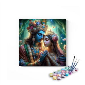 Eternal Love: Radha Krishna Under Moonlit Blossoms - Paint by Numbers Kit