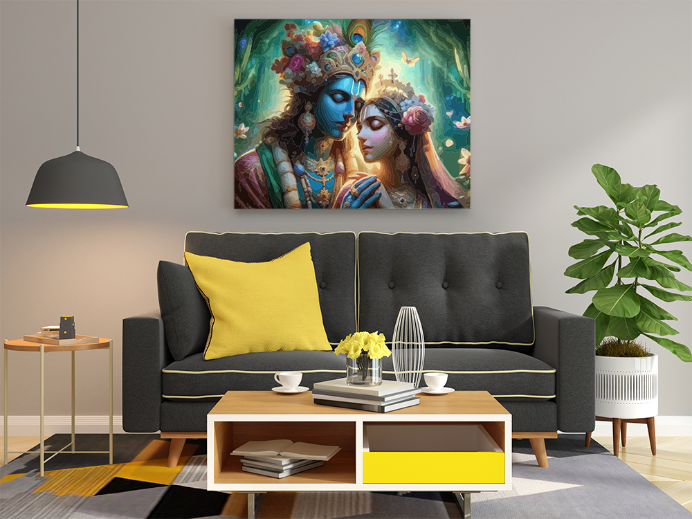 Eternal Love: Radha Krishna Under Moonlit Blossoms - Paint by Numbers Kit - Image 2
