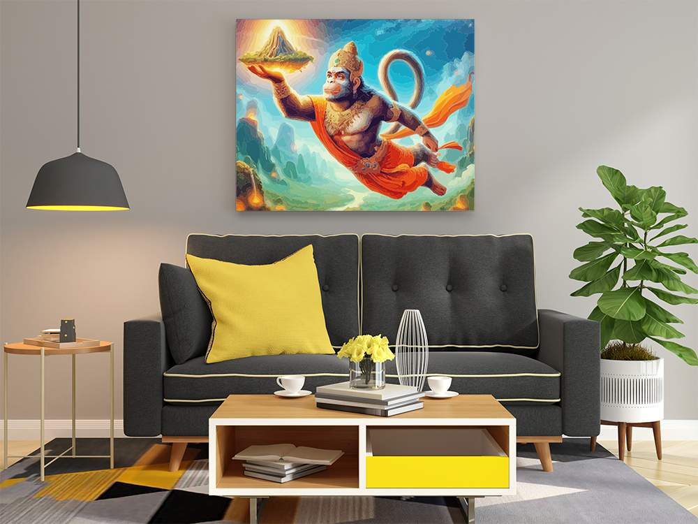 Mighty Hanuman: The Savior of Sanjeevani Mountain - Paint by Numbers Kit - Image 2