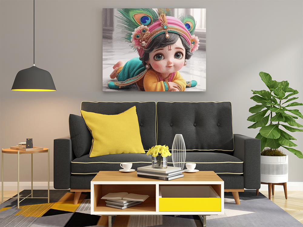 Adorable Baby Krishna: Divine Innocence - Paint by Numbers Kit - Image 2