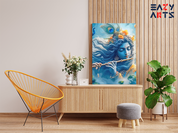 Divine Symphony: Krishna Playing the Flute - Paint by Numbers Kit - Image 2